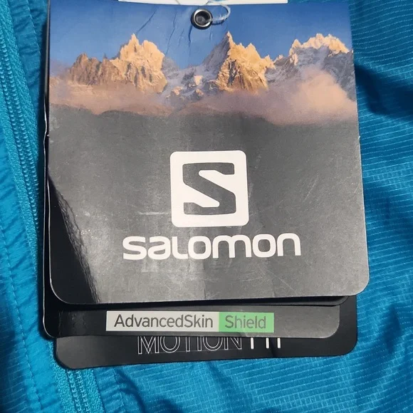Salomon Teal Hooded Windbreaker Jacket NWT Large - Picture 8 of 8